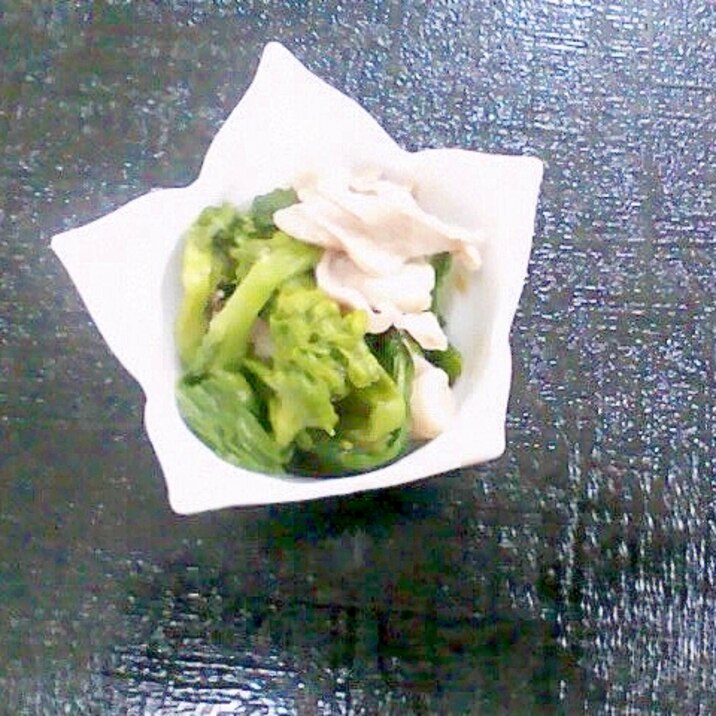 菜の花と豚肉のからし醤油和え